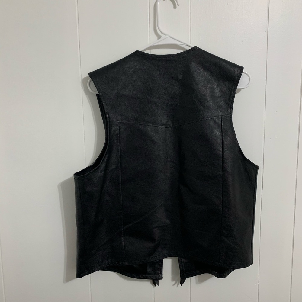 Vintage Natural Leather Joo Kay Black Biker Vest - Picture 5 of 6